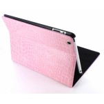 Case met Stand Apple iPad 3 Leather Croco Pink